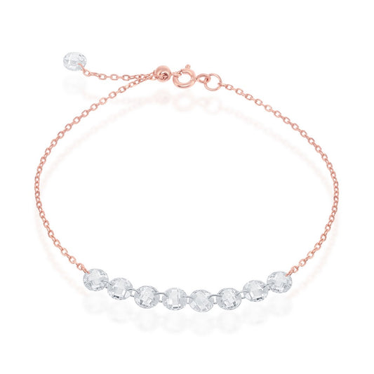 Sterling Silver Linked Cubic Zirconia Bracelet - Rose Gold Plated