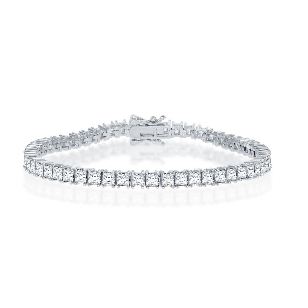 Sterling Silver 4mm Square Tennis Bracelet