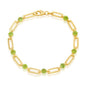 Sterling Silver 4.5mm Round 3.6cttw Gem, Gold Plated Paperclip Bracelet - Peridot