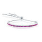 Sterling Silver Tennis Channel-Set CZ Adjustable Bolo Tassel Bracelet - Ruby CZ