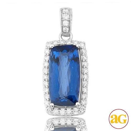 14KW 0.35CTW DIAMOND PENDANT WITH 3.74CT TANZANITE