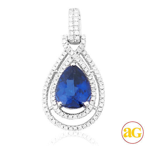14KW 0.30CTW DIAMOND PENDANT WITH 2.13CT TANZANITE