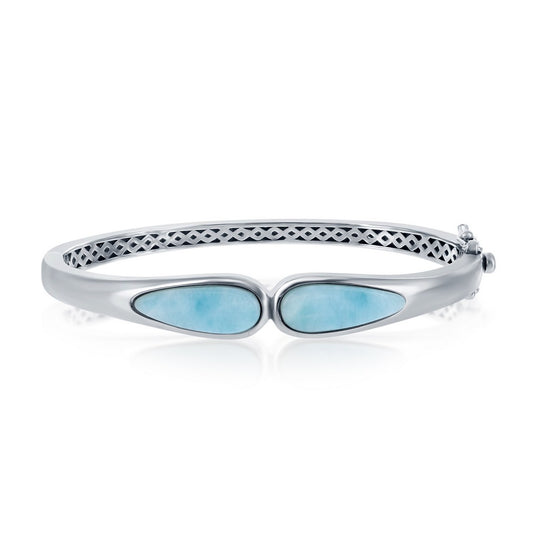 Sterling Silver Double Teardrop Larimar Bangle