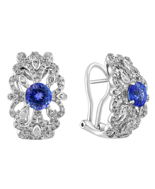 Effy 14K White Gold Diamond,Tanzanite Earrings