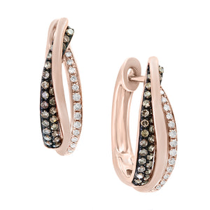 EFFY 14K ROSE GOLD DIAMOND,ESPRESSO DIAMOND, EARRINGS