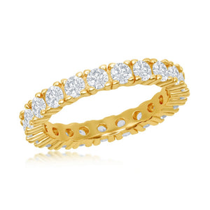 Sterling Silver 3mm CZ Eternity Band Ring - Gold Plated