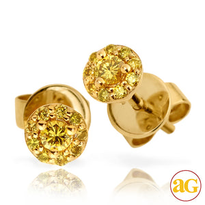 10KY 0.25CTW YELLOW DIAMOND FLEUR EARRING STUDS