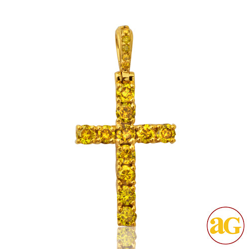 10KY 0.50CTW YELLOW DIAMOND CROSS PENDANT
